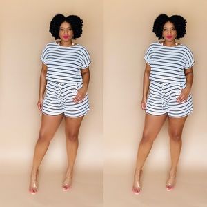 Striped Black and Ivory Romper